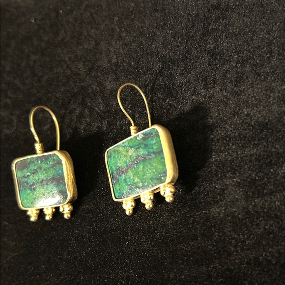 Malachite 925 Sterling Silver Earrings - Picture 2 of 5